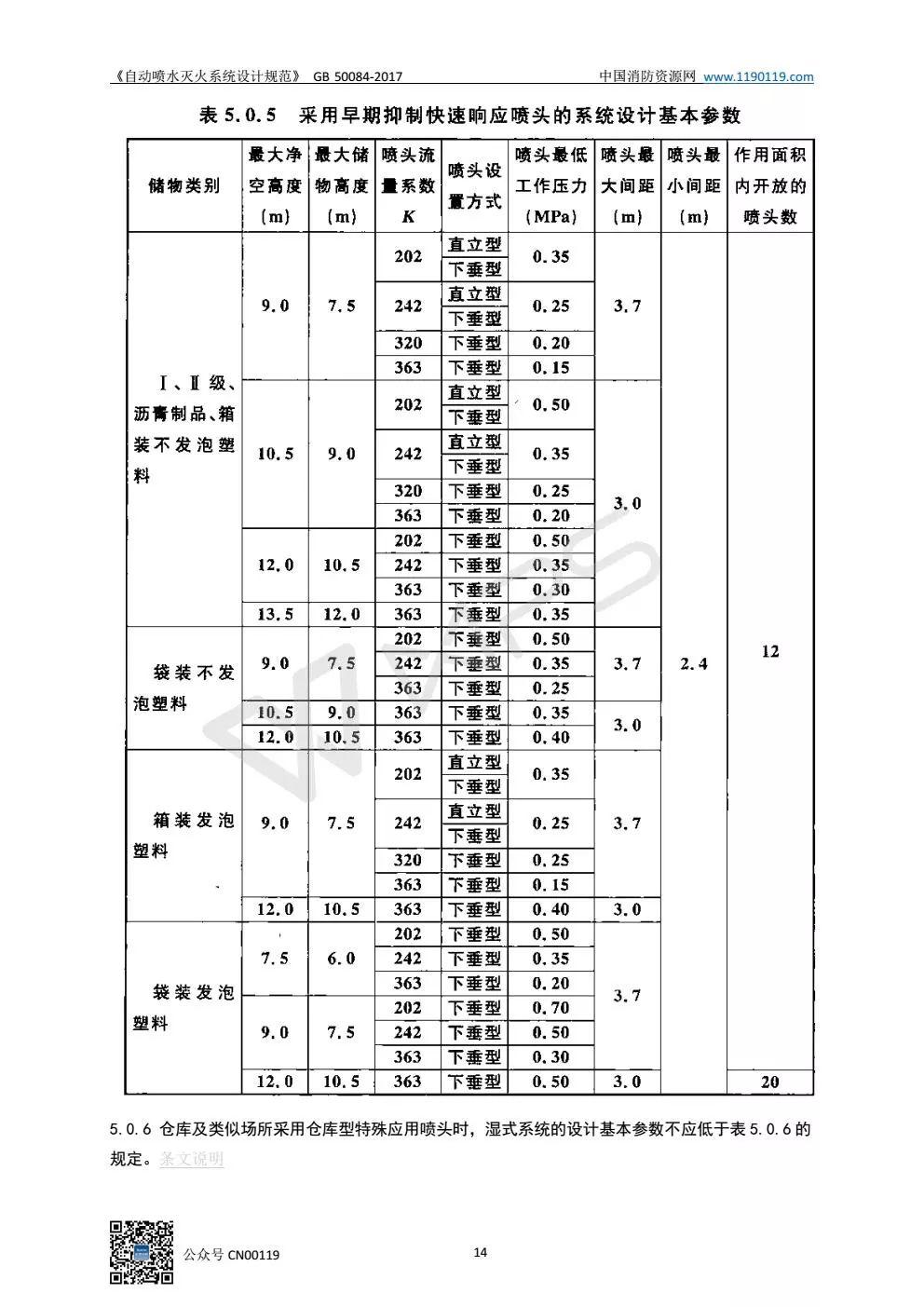 《自动喷水灭火系统设计规范》 GB50084-2017