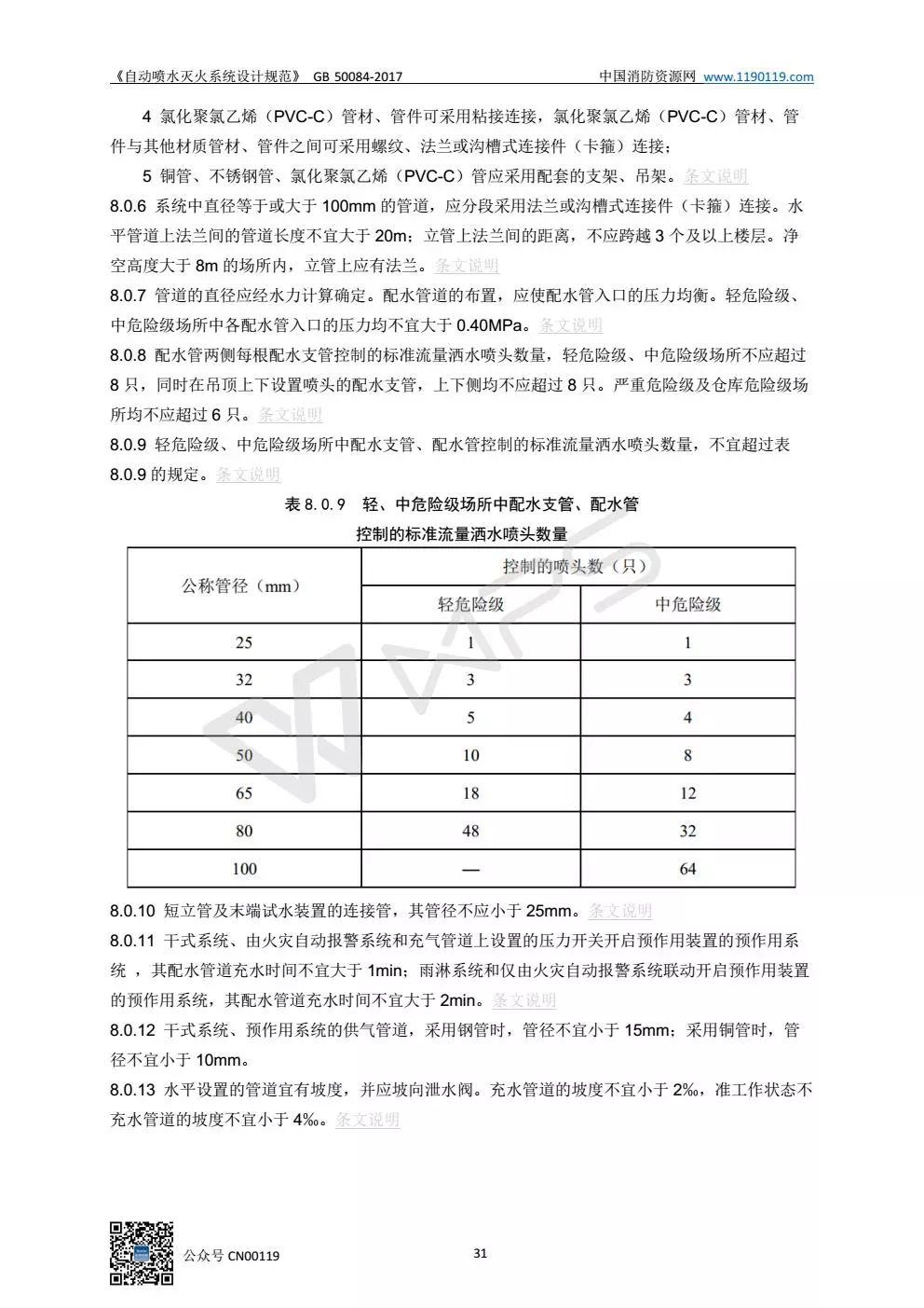 《自动喷水灭火系统设计规范》 GB50084-2017