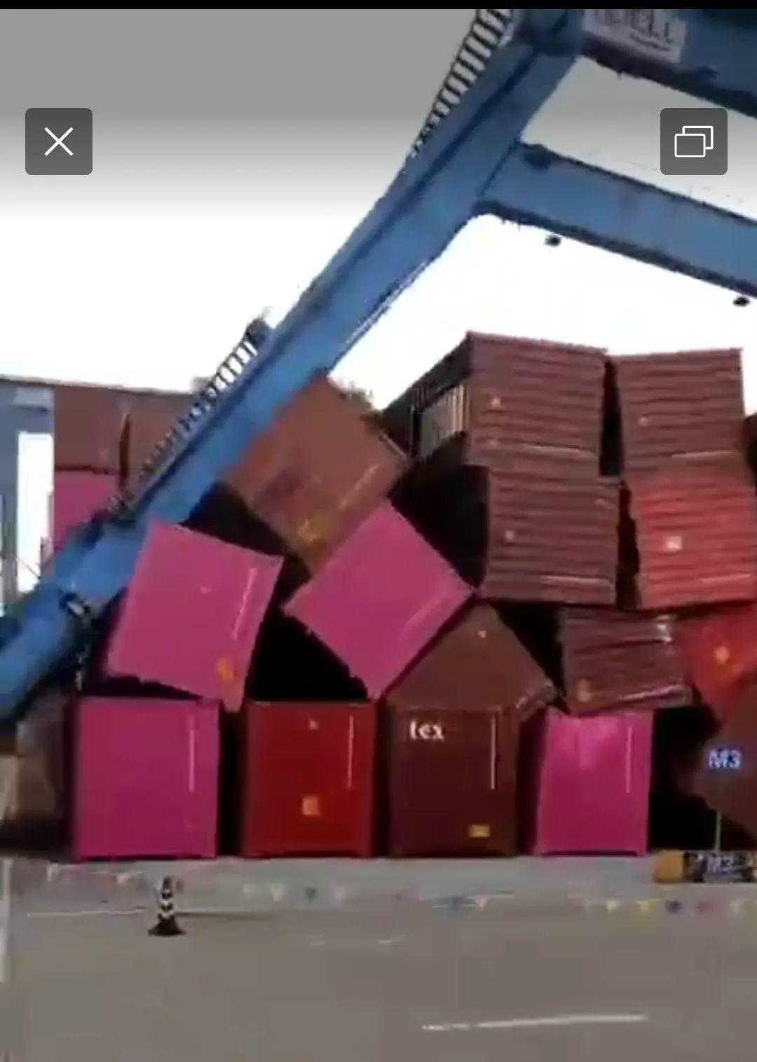 事故！宁波舟山港一龙门吊倒塌