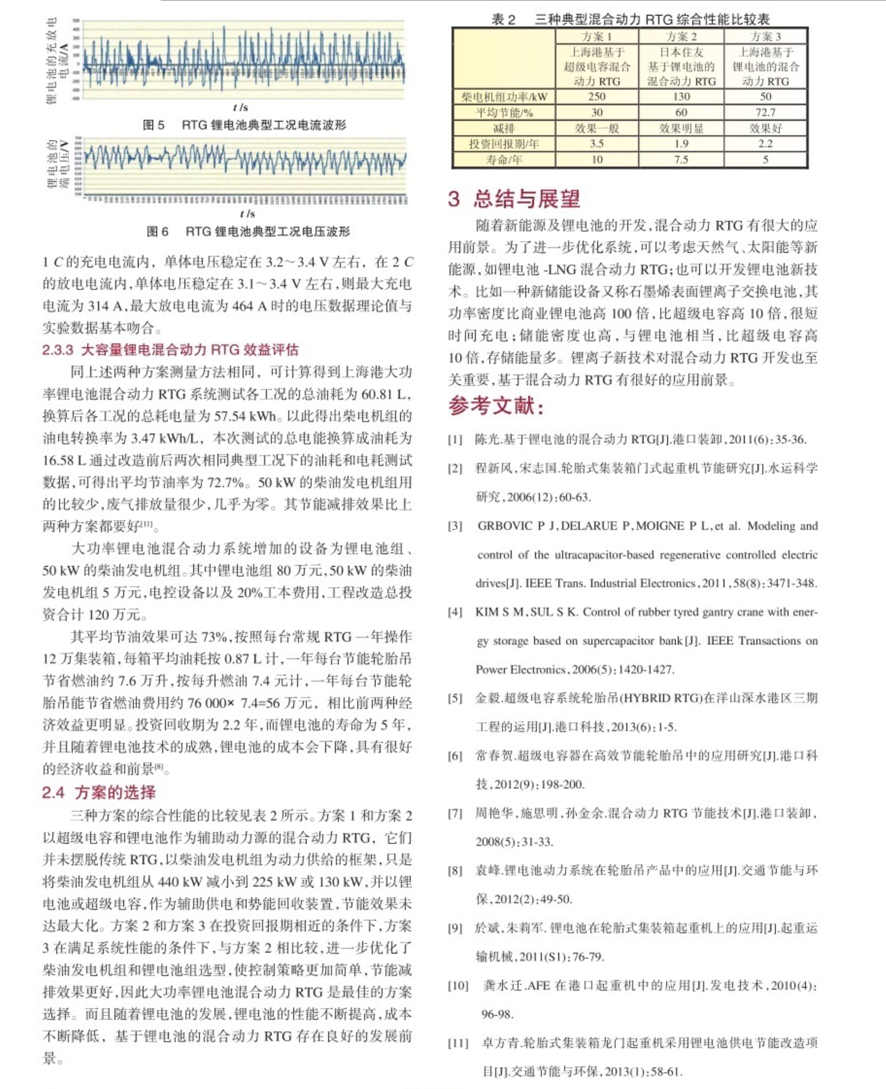 三种典型混合动力RTG的比较分析